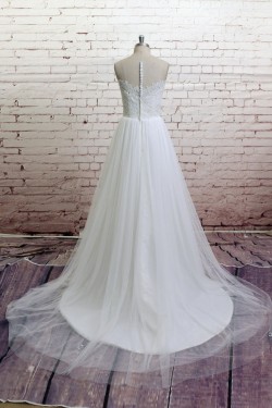 A-line Lace and Tulle Bridal Wedding Dresses WD010678