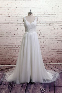 A-line Lace and Tulle Bridal Wedding Dresses WD010678