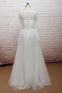 A-line Long Sleeves Lace and Tulle Bridal Wedding Dresses WD010681
