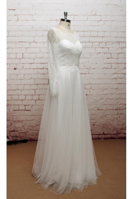 A-line Long Sleeves Lace and Tulle Bridal Wedding Dresses WD010681 A-line Long Sleeves Lace and Tulle Bridal Wedding Dresses WD010681