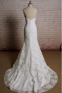 Trumpet/Mermaid Spaghetti Strap Lace Bridal Wedding Dresses WD010684