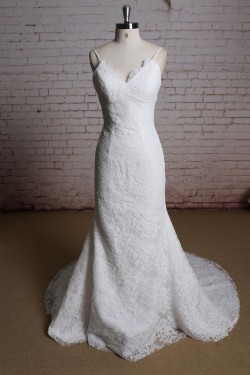 Trumpet/Mermaid Spaghetti Strap Lace Bridal Wedding Dresses WD010684