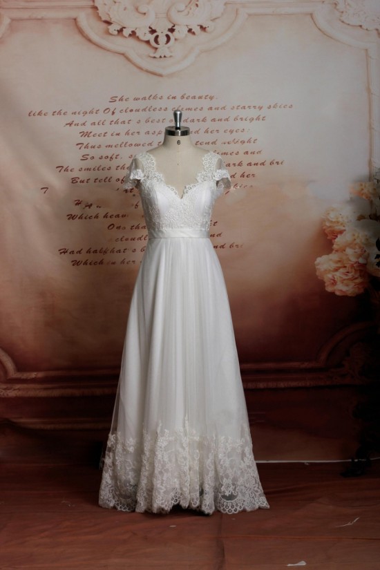 A-line Lace Short Sleeves Bridal Wedding Dresses WD010692 A-line Lace Short Sleeves Bridal Wedding Dresses WD010692