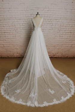 A-line V-neck Lace Bridal Wedding Dresses WD010696