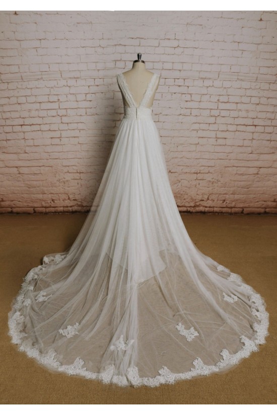 A-line V-neck Lace Bridal Wedding Dresses WD010696