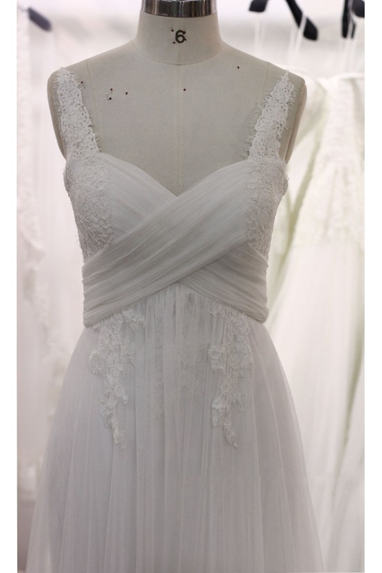 A-line Straps Lace and Tulle Bridal Wedding Dresses WD010699