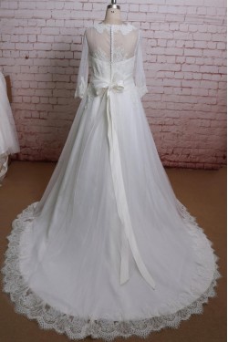 A-line 3/4 Sleeves Lace Bridal Gown Wedding Dress WD010705