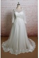 A-line 3/4 Sleeves Lace Bridal Gown Wedding Dress WD010705