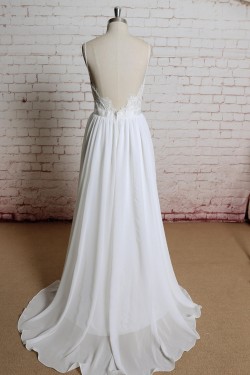 A-line Sweetheart Spaghetti Strap Lace and Chiffon Bridal Gown Wedding Dress WD010707