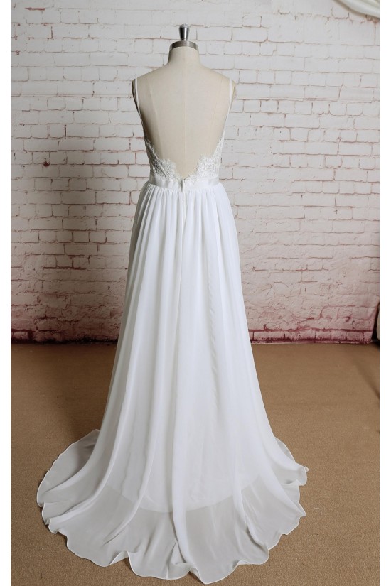 A-line Sweetheart Spaghetti Strap Lace and Chiffon Bridal Gown Wedding Dress WD010707