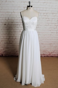 A-line Sweetheart Spaghetti Strap Lace and Chiffon Bridal Gown Wedding Dress WD010707