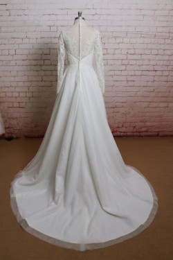 A-line Long Sleeves Lace Bridal Gown Wedding Dress WD010708