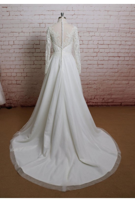 A-line Long Sleeves Lace Bridal Gown Wedding Dress WD010708