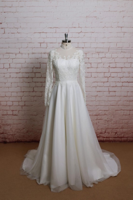 A-line Long Sleeves Lace Bridal Gown Wedding Dress WD010708 A-line Long Sleeves Lace Bridal Gown Wedding Dress WD010708