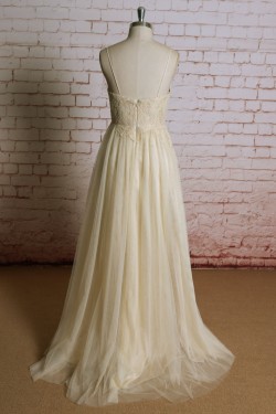 A-line Spaghetti Strap Lace Bridal Gown Wedding Dress WD010716