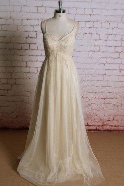A-line Spaghetti Strap Lace Bridal Gown Wedding Dress WD010716