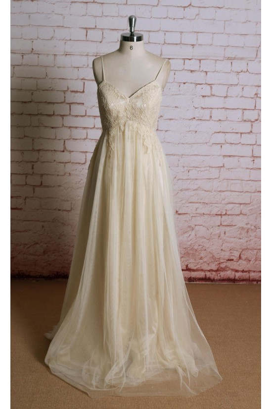 A-line Spaghetti Strap Lace Bridal Gown Wedding Dress WD010716