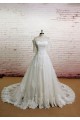 A-line Off the Shoulder Half Sleeves Lace Bridal Gown Wedding Dress WD010718