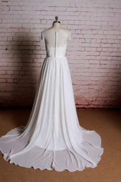 A-line Lace and Chiffon Bridal Gown Wedding Dress WD010719
