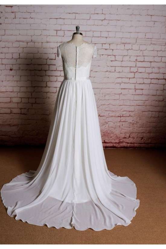 A-line Lace and Chiffon Bridal Gown Wedding Dress WD010719