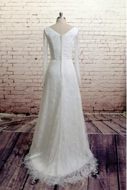 A-line Long Sleeves Lace Bridal Gown Wedding Dress WD010723