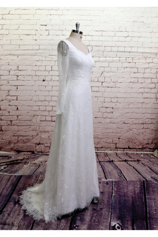 A-line Long Sleeves Lace Bridal Gown Wedding Dress WD010723