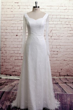 A-line Long Sleeves Lace Bridal Gown Wedding Dress WD010723