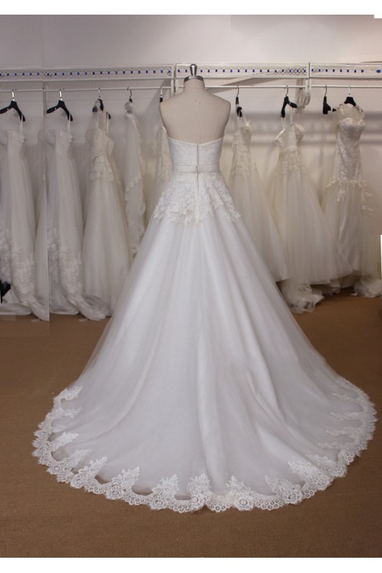 A-line Strapless Lace Bridal Gown Wedding Dress WD010729