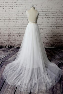 A-line Lace and Tulle Bridal Gown Wedding Dress WD010731