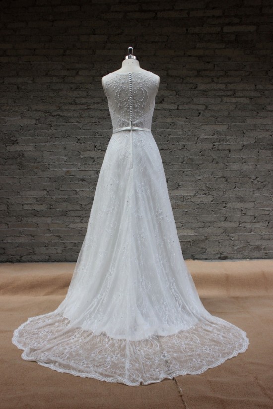 A-line Beaded Lace Bridal Gown Wedding Dress WD010734