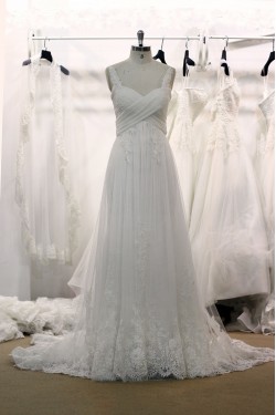 A-line Straps Lace and Tulle Bridal Gown Wedding Dress WD010735