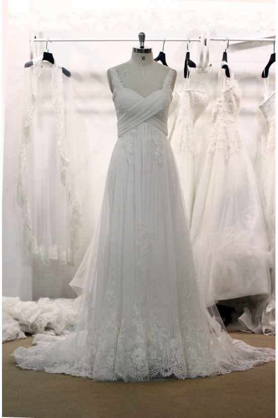 A-line Straps Lace and Tulle Bridal Gown Wedding Dress WD010735