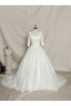 A-line Half Sleeves Lace Bowknot Bridal Gown Wedding Dress WD010736