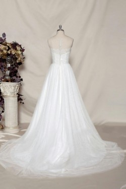 A-line Sweetheart Straps Lace and Tulle Bridal Gown Wedding Dress WD010737