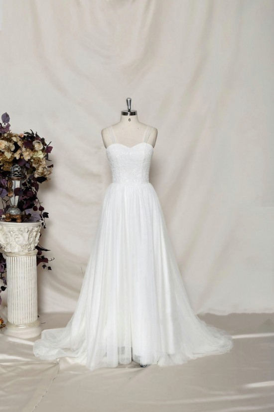 A-line Sweetheart Straps Lace and Tulle Bridal Gown Wedding Dress WD010737 A-line Sweetheart Straps Lace and Tulle Bridal Gown Wedding Dress WD010737