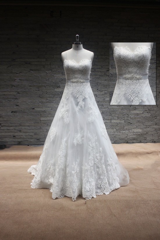 A-line Sweetheart Beaded Lace Bridal Gown Wedding Dress WD010740