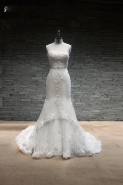 Trumpet/Mermaid Strapless Lace Bridal Gown Wedding Dress WD010741