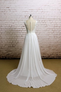 A-line Lace and Chffon Bridal Gown Wedding Dress WD010742