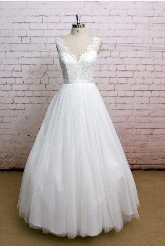 Ball Gown V-neck Lace Straps Bridal Gown Wedding Dress WD010747