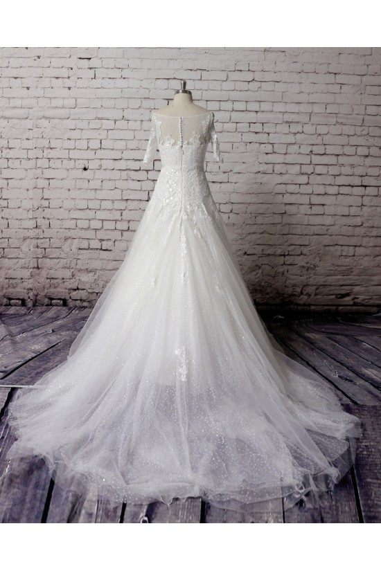 A-line Short Sleeves Lace Bridal Gown Wedding Dress WD010748 A-line Short Sleeves Lace Bridal Gown Wedding Dress WD010748