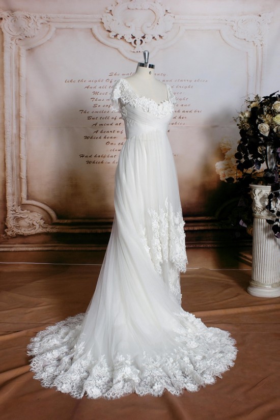 A-line Short Sleeves Lace Bridal Gown Wedding Dress WD010749 A-line Short Sleeves Lace Bridal Gown Wedding Dress WD010749