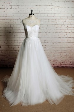 A-line Beaded Bridal Gown Wedding Dress WD010750