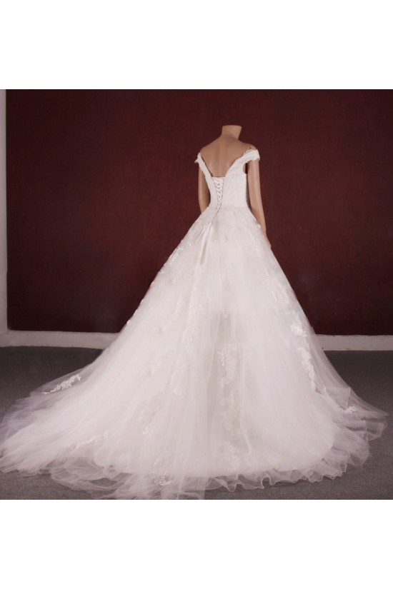 A-line Off the Shoulder Lace and Tulle Bridal Gown Wedding Dress WD010753 A-line Off the Shoulder Lace and Tulle Bridal Gown Wedding Dress WD010753