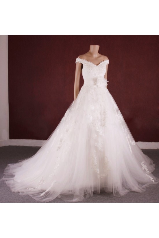 A-line Off the Shoulder Lace and Tulle Bridal Gown Wedding Dress WD010753 A-line Off the Shoulder Lace and Tulle Bridal Gown Wedding Dress WD010753
