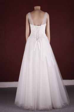 A-line Straps Lace and Tulle Bridal Gown Wedding Dress WD010755
