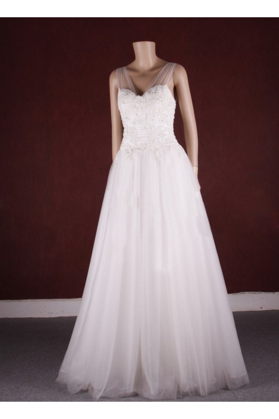 A-line Straps Lace and Tulle Bridal Gown Wedding Dress WD010755