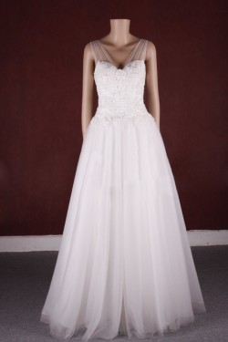 A-line Straps Lace and Tulle Bridal Gown Wedding Dress WD010755