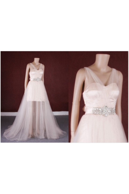 A-line Beaded Tulle Bridal Gown Wedding Dress WD010760