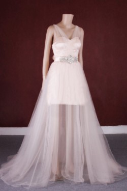 A-line Beaded Tulle Bridal Gown Wedding Dress WD010760
