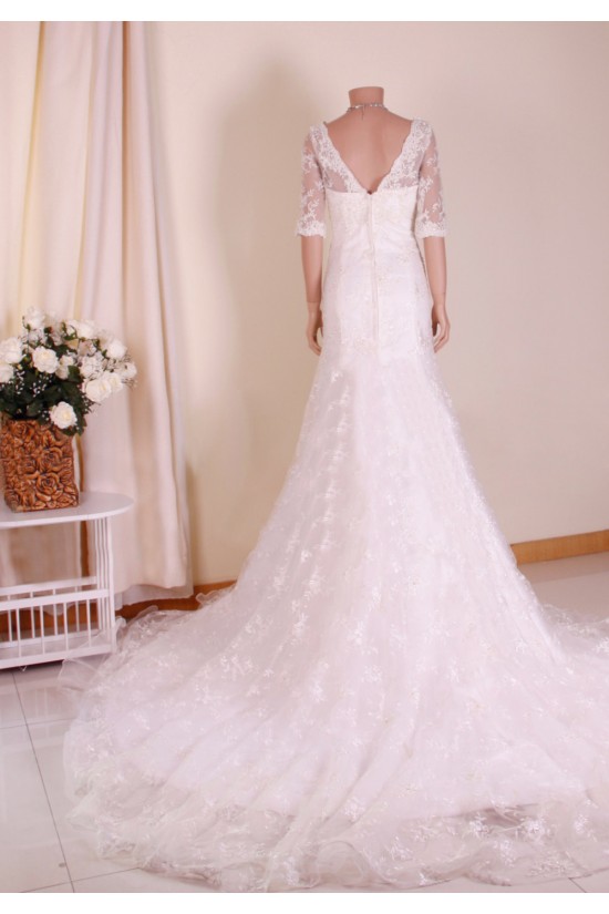 Trumpet/Mermaid V-neck Half Sleeves Lace Bridal Gown Wedding Dress WD010761 Trumpet/Mermaid V-neck Half Sleeves Lace Bridal Gown Wedding Dress WD010761